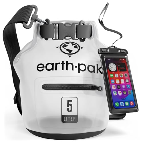 Earth Pak Waterproof Dry Bag with Zippered Pocket - Waterproof Dry Bag Backpack Keeps Gear Dry Kayak - Waterproof Phone Case by Earth Pak - Used condition - US$15.74