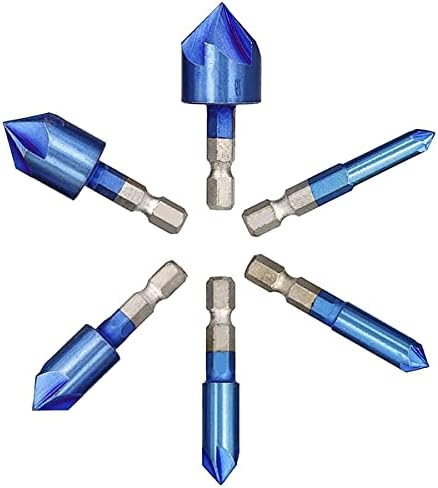 Countersink Drill Bit, 6 PCS HSS Hex Shank Countersink Drill Bits Set 90 Degrees, Chamfer Cutter Drill Bits for Wood, Metal, Steel, Plastic (6mm-19mm)