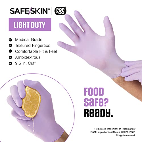 Safeskin Disposable Nitrile Gloves In Pop-N-Go* Pack - Light Duty - Medium Size, Powder Free, Food Safe, Cleaning - 50 Count #TOP4