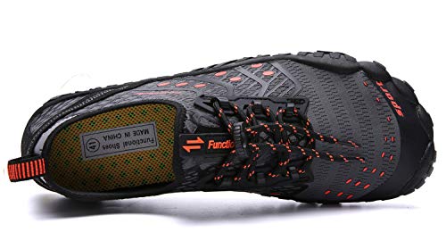 Ubfen Water Shoes Mens Womens Swimming Shoes Aqua Shoes Beach Sports Quick Dry Barefoot For Boating Fishing Diving Surfing With Drainage Driving Yoga 9.5 Women / 7.5 Men D Grey Orange #TOP6