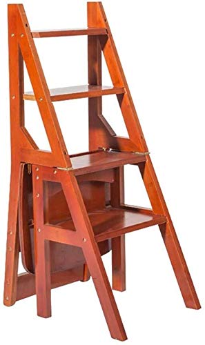 Taburete de escalera plegable multifuncional y silla de madera para el hogar