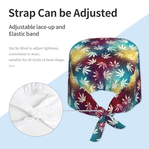 Image of Working Cap Scrub Cap with Sweatband Adjustable Unisex Women Tie Back Hat Nurse Surgical Caps