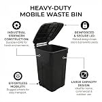 45 Gallon Large Trash Can with Attached Lid & Wheels Heavy Duty Wheeled Garbage Trash Can with Handle Heavy Duty Plastic Garbage Cans Click Lock Lid Design Perfect for Both Indoor Or Outdoor Use - Image 2