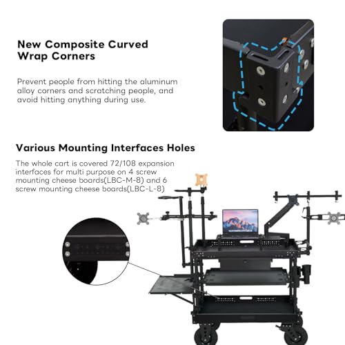 Image of Camera Cart for Video /Film /Lighting /Stage, Collapsible Professional Cinemech Video Production Cart with 360 Swivel Caster & Foot Brake (LBC-L-8)
