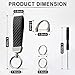 JUSTTOP Leather Keychain, Carbon Fiber Car Key Chain with Anti-Lost D-Ring and 2 Key Ring, Keychain Wristlet, Car Accessories, Universal Keychain for Men and Women (Black)