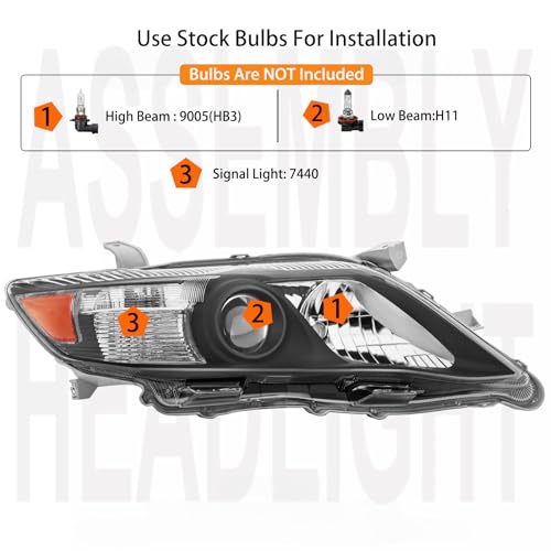 Pair Headlights Reflector For 2010-2011 Toyota Camry Sedan Black Clear Set by Aresparts - Used condition - Image 3