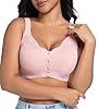 Front Closure Daisy Bras for Women No Underwire Comfort Lace Older Senior Wireless Snap Closing Bra Pink 2XL