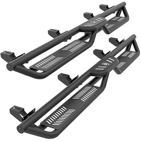 SOENBOO Two Stairs Design Running Boards Side Steps Compatible with 2020 2021 2022 2023 2024 2025 2026 Jeep Gladiator JT 4 Doors, Step Plate Design Heavy-Duty Steel Nerf Bars Rock Sliders Rail Cover