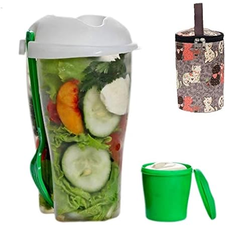 Amazon ポータブルサラダランチコンテナ 38オンス サラダボウル 2つのコンパートメント ドレッシングカップ付き 大きな弁当箱 食品フルーツスナック用食事準備容器 Pardecor 弁当箱 通販