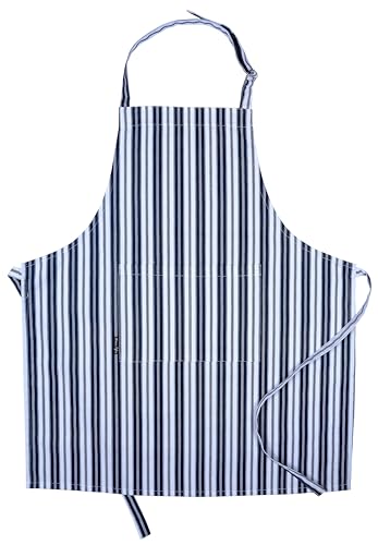 AMOUR INFINI Cotton Aprons for Women with Pockets Adjustable Strap and Waist Ties Reusable Printed Aprons for Baking, Cooking, Gardening (27.5 x 33 Inches - Blue)