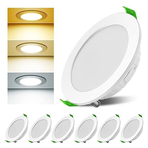 Asstikoo LED Einbaustrahler 230V Dimmbar, 7W 6er Set Einbauleuchten Deckenspots Deckenstrahler Lochöffnung Ø 85-100 mm, IP44 Ultra Flach LED Spots für Badezimmer Wohnzimmer