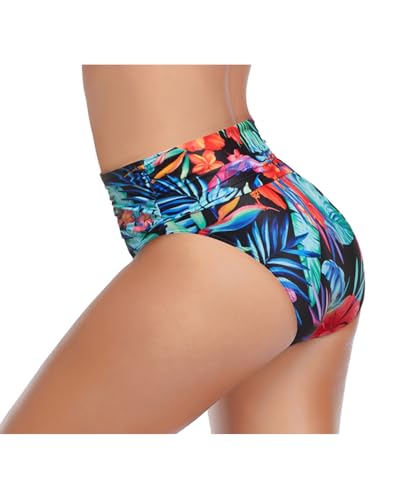 Image of Tempt Me Women's High Waisted Bikini Bottom Tummy Control Ruched Bathing Suit Swim Bottom