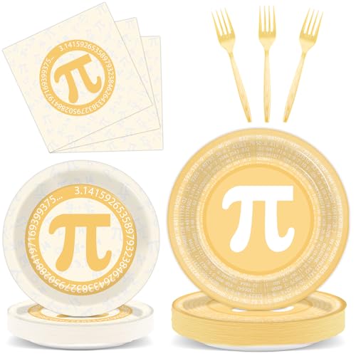 96 PCS Pi Symbol Party Pie Paper Plates and Napkins Math Theme Symbol Disposable Tableware Decorations Pi Day Party Plates Supplies for Kids Birthday Mathematics Day March Math Decorations