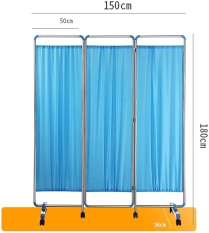 3-Panel Room Divider, Folding Rolling Partition for Salons & Health Rooms, Space-Saving Privacy Screen, Durable Iron Frame, Stylish Blue Color