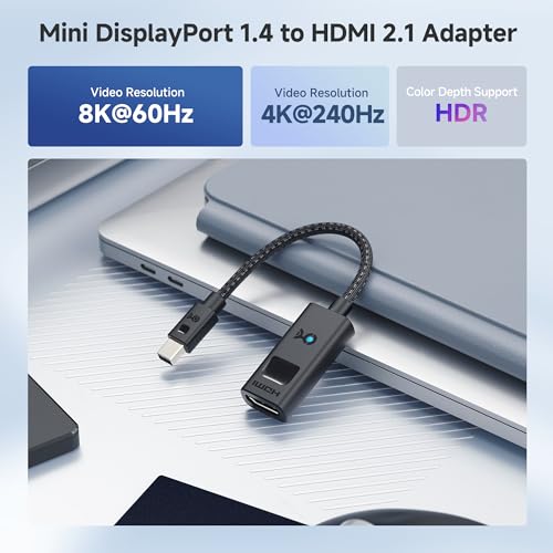 Cable Matters Active 8K Mini DisplayPort 1.4 to HDMI 2.1 Adapter with 4K 240Hz / 8K 60Hz, Unidirectional Mini DisplayPort to HDMI 2.1 Cable Adapter, Black by Cable Matters - Image 2