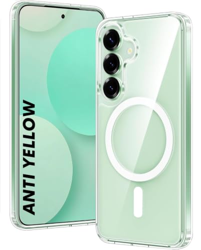 Image of DIZORO Crystal Clear Magnetic Compatible with Samsung S24 fe Back Cover case with Anti-Yellow (Compatible with Magsafe) Anti-Scratch | Shockproof Transparent Cover