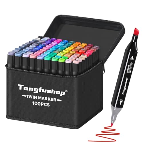 Tongfushop Rotuladors Alcohol 100 Colores, Doble Punta Marcadores Alcohol,Impermeabile Secado Rápido Permanent Artísticos para Niños Adultos Artistas Estudiantes, Ideales para Dibujar Cómics Garabatos