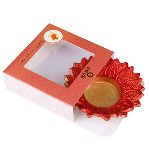 SATVIK 6 Pc Multicolor Chandrarupa Diya Floral Lotus Flower Shape Candle Tea Light Holder Oil Lamp Diwali Indian Indoor Home Mandir Pujan Pooja Office Temple Decor Dia Housewarming Return Gift Items - Image 6