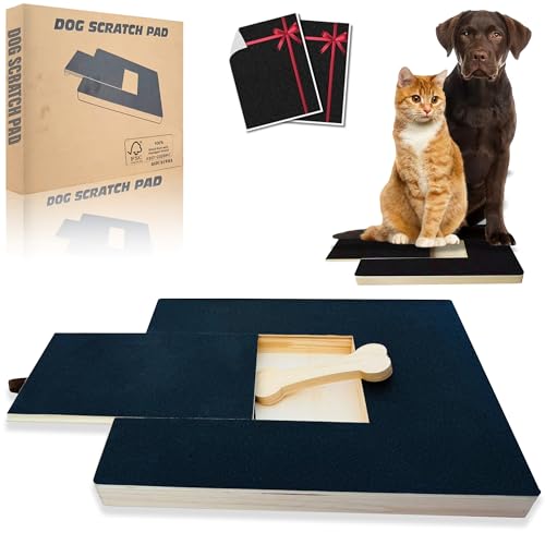 MIAN MU Dog Scratch Board for Nails with Treat Drawer – Durable Wooden Dog Nail Scratch Pad, Nail Filing Board Alternative to Clippers & Grinders, Fun Grooming Tool for Dogs