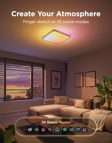 Image of Govee Smart Ceiling Light Pro, Square RGBIC 4800LM 18 Inch, 1 Pack | RGBIC LED Ceiling Light Fixture, 4800LM DIY Colors, Works with Matter Alexa, 2700K-6500K Lights for Living Room, Bedroom
