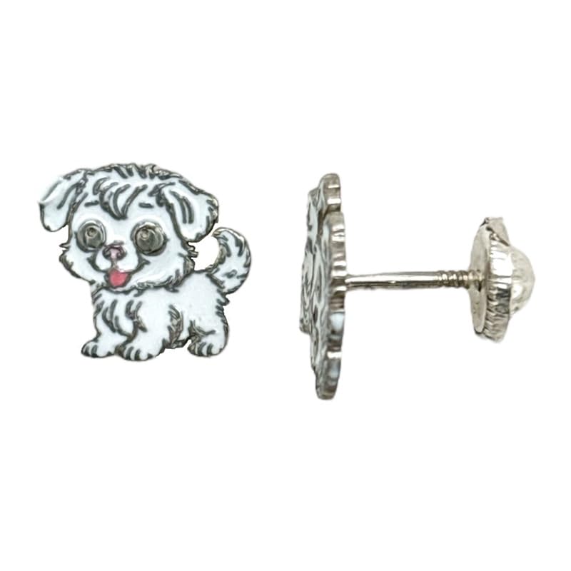 Pendientes de perro en plata para niñas con caja de regalo original para cumpleaños