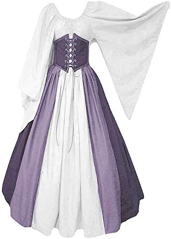 Vestido Gótico Renacentista Para Mujer | Manga Trompeta Y Cintura Alta, Ideal Para Cosplay Y Fiestas Temáticas