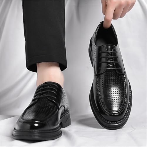 Men's Summer Casual Breathable Hollow Out Soft Sole Round Toe Business Dress Low Cut Sandals Comfortable Stylish Leather Shoes2