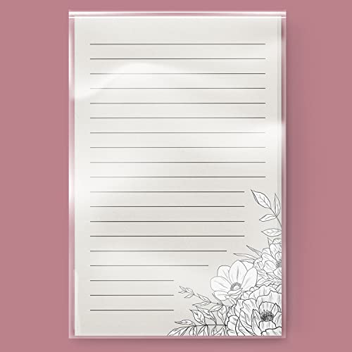 Image of Dashleigh Lux Floral Ivory and Black Notepad, 100 Sheets (5x8 in. - Lined)
