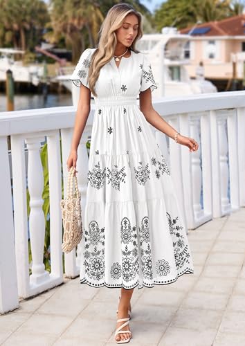 Image of PRETTYGARDEN Womens Summer Dresses Floral Maxi Boho Spring Long Dress