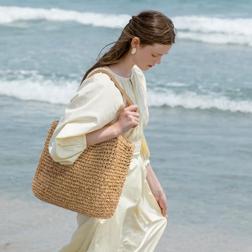 Bolso de paja para mujer 2026, bolso tote grande para playa miniatura 3