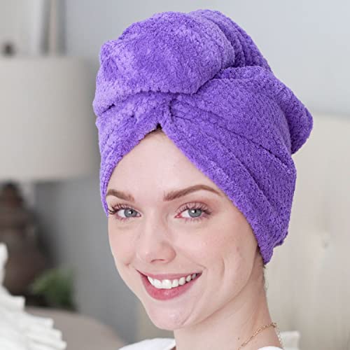 Toalha de cabelo de microfibra – Pacote com 3 turbante de cabelo extra grande 28 x 76 cm super absor