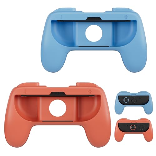 MANKIW Griffe für Nintendo Switch 2 Joy-Cons, ergonomische Controller-Griffe kompatibel mit Nintendo Switch 2 & Switch Zubehör – 2er-Pack (Rot und Blau)