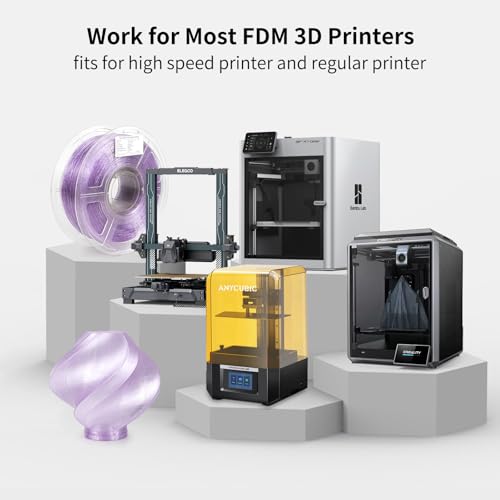 Image of IEMAI Glitter Clear PETG Filament 1.75mm Nebula Purple 1KG, Sparkly Transparent Finish 3D Printer Filament Easy to Print for Lampshades, Home Decor & DIY Models