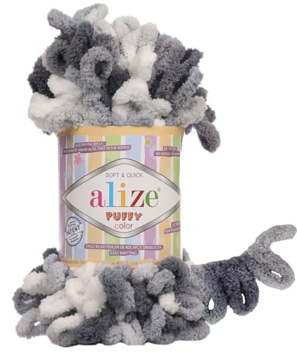 Image of Alize Puffy Color Baby Blanket Yarn Lot of 4skn 400gr 39.3 yds 100% Micropolyester Soft Yarn Hand Knitting Yarn (5925)