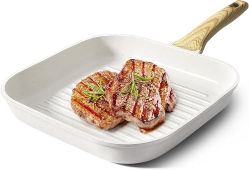 GiPP Grillpfanne 28 x 28 cm, Steakpfanne, Grillpfanne Induktion Aluguss mit Granit-Antihaftbeschichtung, 100{aa6b8dad840e228dfc5d01d2130e3c89898c720b849a1b23389eaa977d65940b} PFOA-frei, geeignet für alle Herd arten, Leicht zu Reinigen, Weiß GiPP Grillpfanne 28 x 28 cm, Steakpfanne, Grillpfanne Induktion Aluguss mit Granit-Antihaftbeschichtung, 100{aa6b8dad840e228dfc5d01d2130e3c89898c720b849a1b23389eaa977d65940b} PFOA-frei, geeignet für alle Herd arten, Leicht zu Reinigen, Weiß