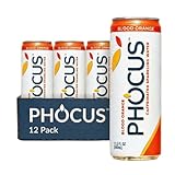 PHOCUS Caffeinated Sparkling Water, Blood Orange, 75mg Natural Caffeine Plus L-Theanine, Zero Sugar, Zero Calories, No Artificial Sweeteners, 11.5 fl oz Cans (Pack of 12)
