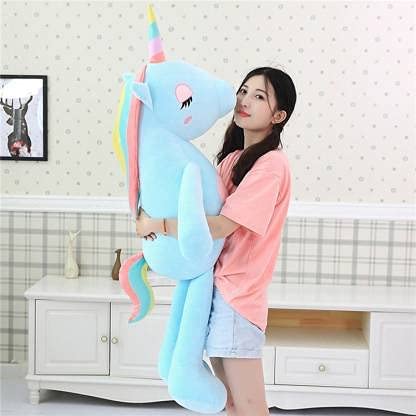 ToyHub Unicorn Long Soft Toy Unicorn Soft Toys or Kids | Soft Toy for Boys and Girls | Super-Soft and Safe | Ideal for Gift | Size 110 cm - SkyBlue