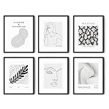 REMIFA Black And White Wall Art Prints,minimalist line art wall decor for Gallery,bedroom 8 * 10 iches unframed