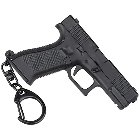 WEERT Pistol Shaped Keychain Charm Realistic Model Removable Magazine,Miniature Pistol Model Gun Pendant Keyring (Black),S Cover