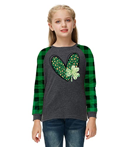 Image of Remimi Girls Thanksgiving Shirts Buffalo Plaid Raglan Tee Cute Turkey Holiday Party Long Sleeve Tshirt 5-14 Years