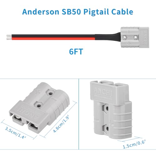 Miniatura 5 de Elfculb - Conector Anderson De 10 Awg De 6 Pies, Cable De 50 Amperios, Conector Rápido Anderson Sb50 Para Sistemas De Energía Solar Y Eólica, Conexiones De Batería, Montacargas
