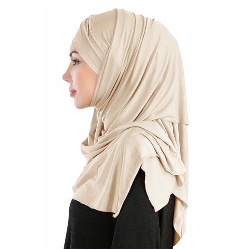 TINAYAUE One-piece Muslim Hijab Islamic Headscarf for Women Girls Versatile Solid Long Scarf Head Cover Wrap Turban Cap4