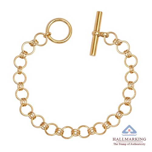 Image of TRUESILVER ACPL 925 Sterling Silver Bracelet for Women | BIS Hallmarked T-Bar Interlock Link Chain Bracelets Gift for Anniversary Wedding Birthday