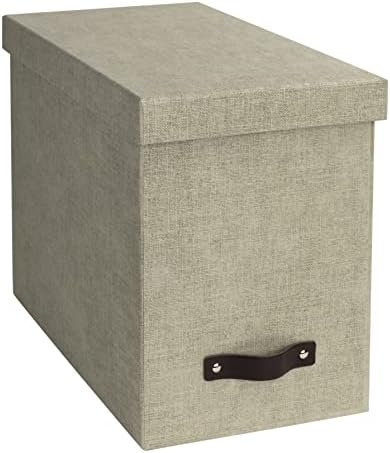 Bigso Box of Sweden File Organiser Storage with Stylish Leather Handle - Scandinavian Look Organiser Box Including 8 Hanging Files - Container for Folders Made of Fibreboard and Paper - Grey