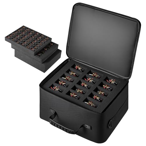VEVOR Miniatures Storage Case for Warhammer 40k Fits 500-750 Scale Models Wooden Miniatures Display Holder with 5 Tray Clear View Miniature Transport Case for Collectibles (Minis Not Included)
