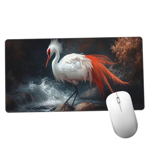 Negro Alfombrilla Ratón 700x400x3mm Alfombrilla Raton XXL Grande con Base de Goma Antideslizante, Lavable, Accesorios Gaming Grulla, Ordenador Gamer Regalos, Mouse Pad Gaming Mejora La Velocida Y1470