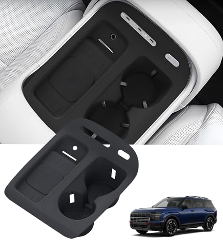 Katorn Cup Holder Insert & Wireless Charging Protective Mat for Hyundai Palisade 2026 Center Console Interior Accessories Cup Holders & Wireless Charger Cover Pad for 2026 Palisade Black