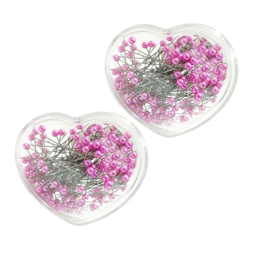 2 Cajas de Alfileres de Costura, Alfileres con Cabeza Redonda, Alfileres con Cabeza de Bola de Colores, Alfileres para Decorar, Alfileres para Lazos, Alfileres para Bodas, (2x144)