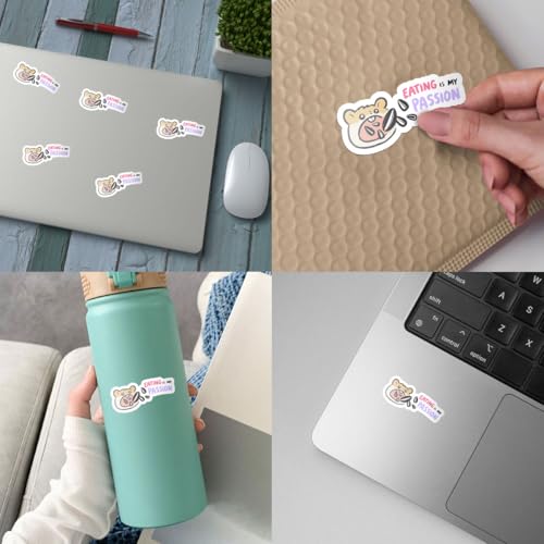 Pack de 3 calcomanías de hámster Eating is My Passion con diseño humorístico resistente 5