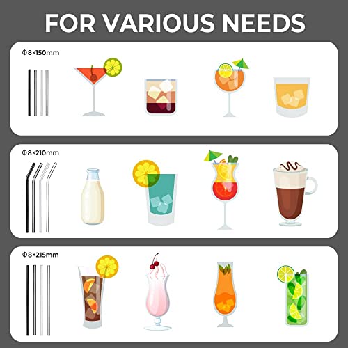 Foto von ecooe 12er Glasstrohalme Wiederverwendbar Trinkhalme Glasröhrchen BPA-frei, 4 Lange+4 Kurz geraden Strohhalme und 4 Gebogenem Cocktail Strohhalme mit 2 Reinigungsbürsten, für Säfte Smoothie und Milch